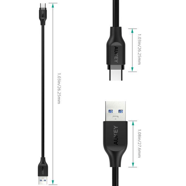 AUKEY Impulse PD AC 3.0 USB-A to C Cable 3-Pack 1m