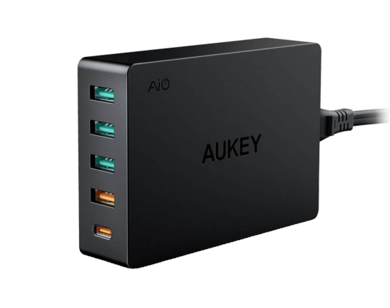 شاحن AUKEY Maxima 63W بـ 5 منافذ أسود