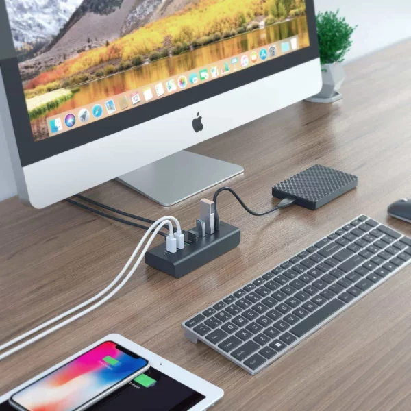 AUKEY 7-Port Powered USB Hub - توصيل متعدد الاستخدامات