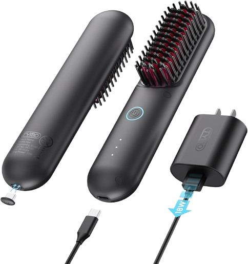TYMO Porta Cordless Portable Hair Straightening Brush HC120 Black