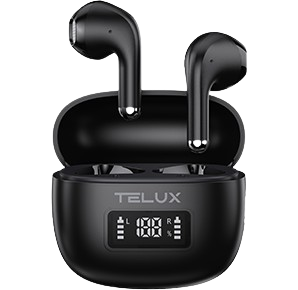 سماعات telux beetbuds لاسلكية نصف داخل الأذن بلون أسود مع صوت نقي وباس متوازن.
