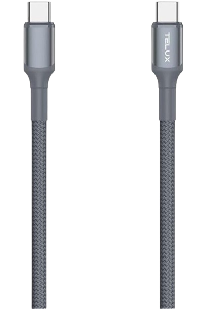 telux flexix 60w braided usb-c to usb-c cable 1m/3ft navy blue