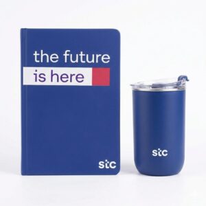 heviz giftology set with tumbler, a5 notebook, and pen in navy blue for office use and corporate gifting.