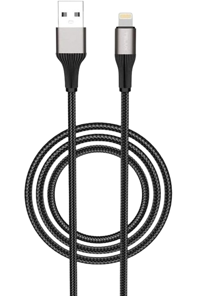 telux syncx braided usb-a lightning cable 1.2m/3.9ft black