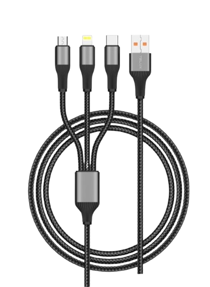 telux syncx-trio braided 3-in-1 cable 1.2m/3.9ft black