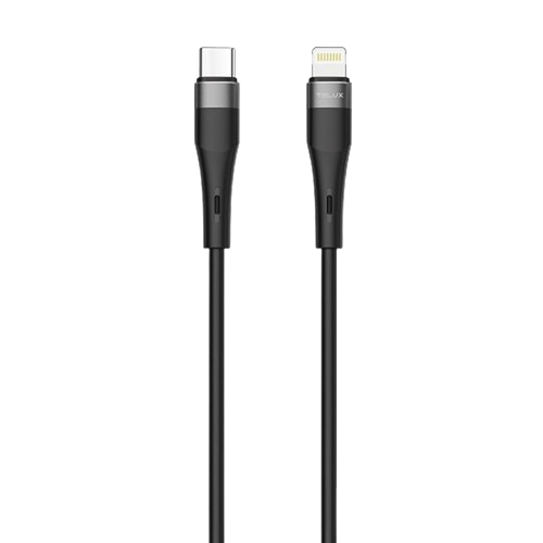 telux hyperx silicon usb-c to lightning cable black