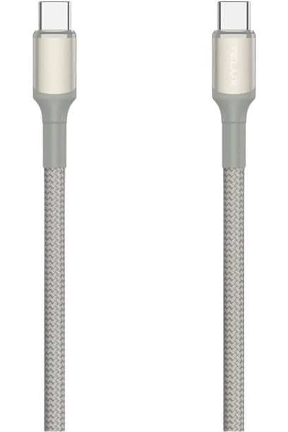 telux flexix 60w braided usb-c to usb-c cable 1m/3ft titanium
