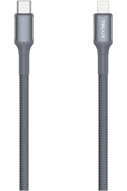 telux flexix braided usb-c to lightning cable 1m/3ft dark grey