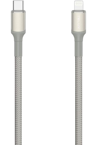telux flexix braided usb-c to lightning cable 1m/3ft titanium