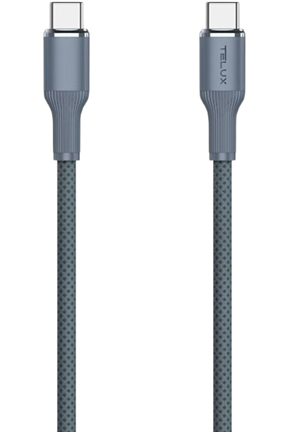 telux swiftx 100w braided usb-c to usb-c cable grey