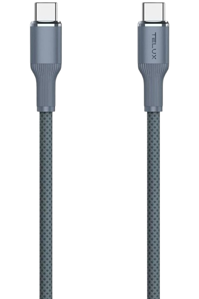 telux swiftx 60w braided usb-c to usb-c cable 1m/3ft grey
