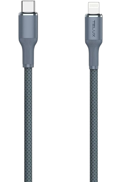 telux swiftx braided usb-c to lightning cable 1m/3ft grey