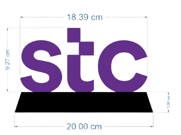 درع stc بنفسجي فاخر مع حقيبة أنيقة مناسب للتكريم والهدايا الرسمية.