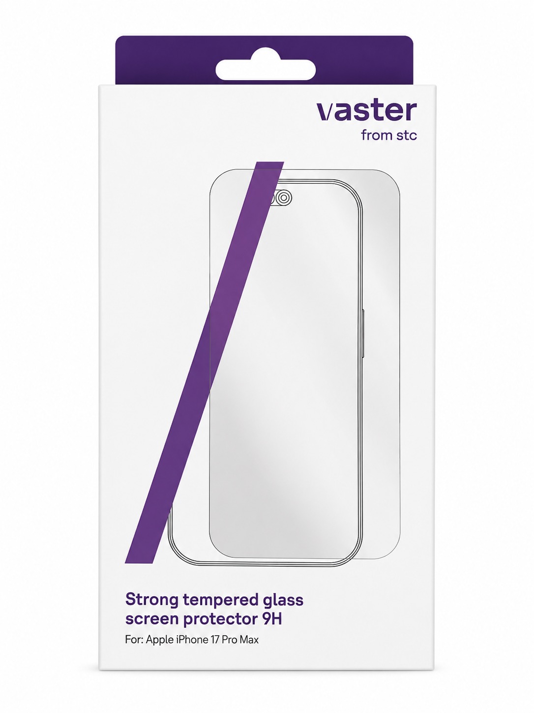 vaster from stc tempered glass screen protector for iphone 17 pro max with full protection design