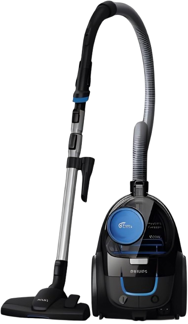 bagless vacuum cleaner with 1800w power and epa 10 filter placed in a modern home setting.