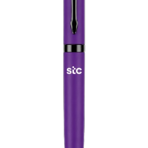 قلم stc معدني فاخر باللون البنفسجي مع مشبك أسود وتصميم أنيق للمكاتب والاجتماعات والهدايا الشركاتية.