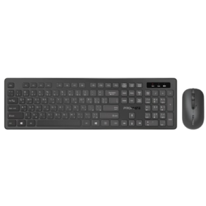 promate procombo-13 english arabic wireless keyboard and mouse combo with slim keyboard, 1600 dpi ambidextrous mouse, and quiet keys.